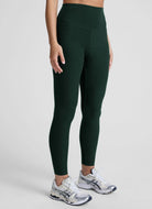 Beyond Yoga Spacedye Caught In The Midi High Waisted Legging in Dark Green Angled Side View