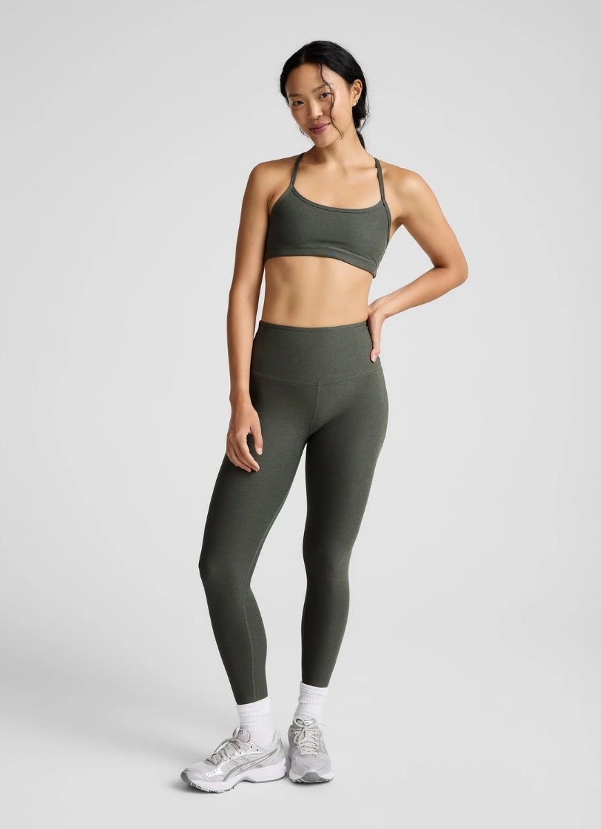 Beyond Yoga Spacedye Caught In The Midi High Waisted Legging in Dusty Forest Heather