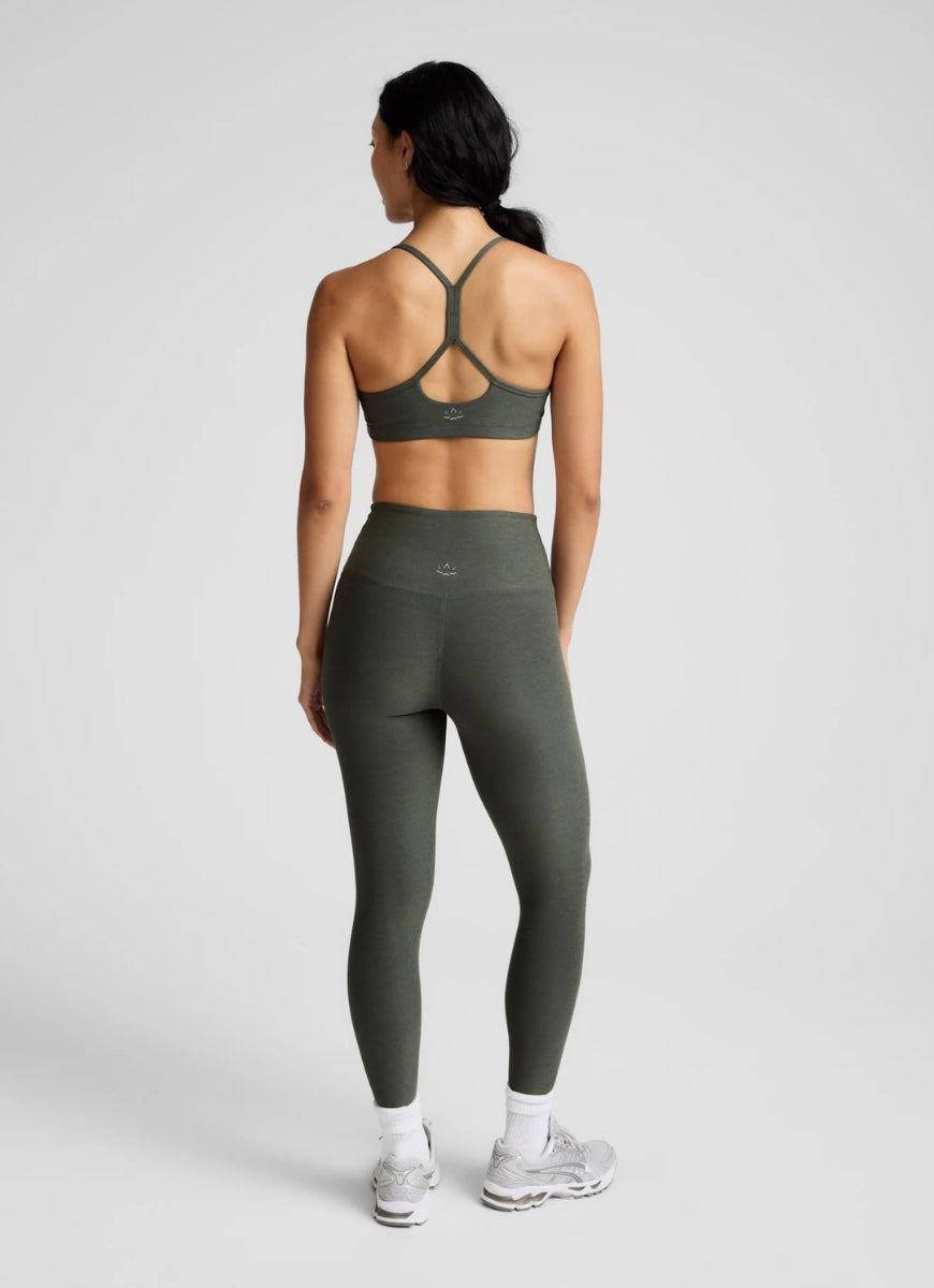 Beyond Yoga Spacedye Caught In The Midi High Waisted Legging in Dusty Forest Heather Back View