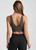 Beyond Yoga Spacedye Good Day Longline Sports Bra in True Gray Heather Back View