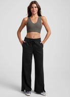 Beyond Yoga Spacedye Good Day Longline Sports Bra in True Gray Heather Full Length Front View