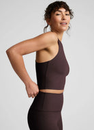 Beyond Yoga Spacedye Refocus Cropped Tank Top in Dark Chocolate Heather Side View
