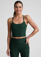 Beyond Yoga Spacedye Slim Racerback Crop Tank in Dark Green Heather