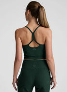 Beyond Yoga Spacedye Slim Racerback Crop Tank in Dark Green Heather Back View