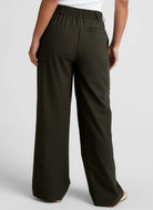 Beyond Yoga Status Wide Leg Trousers in Olive Ink Back View