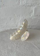 Claw Hair Clip in White Pearl Front View