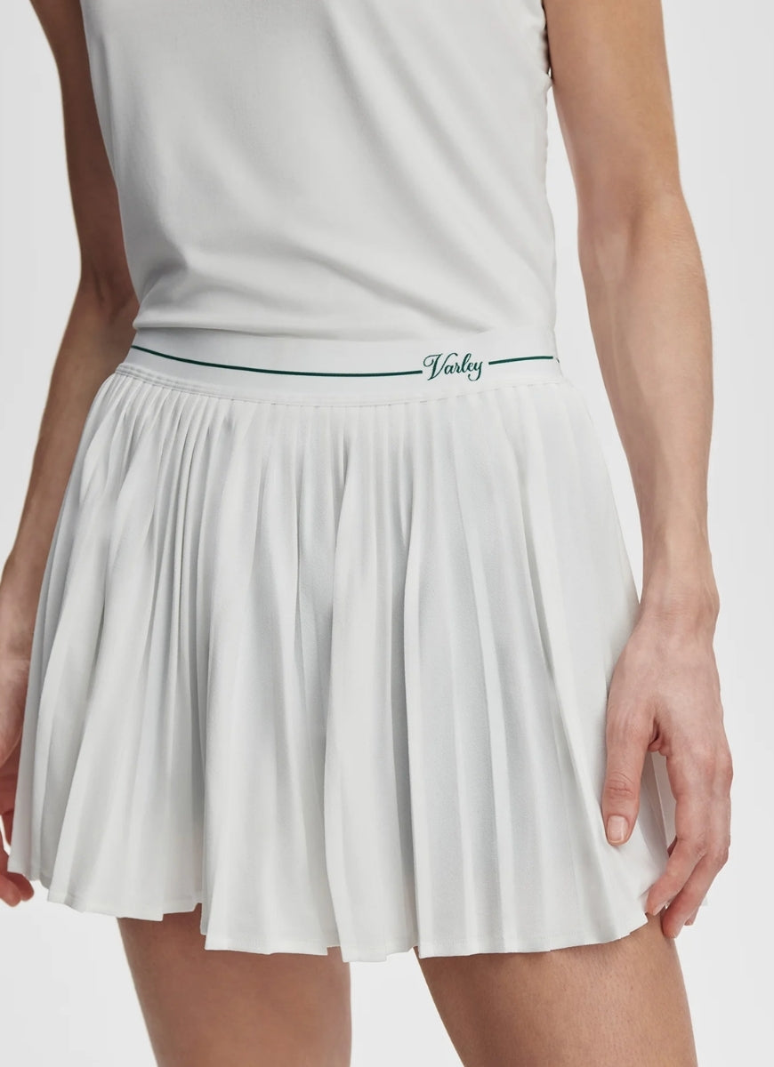 Varley Clemency Mid Rise Skort 13.5” in White/Forest