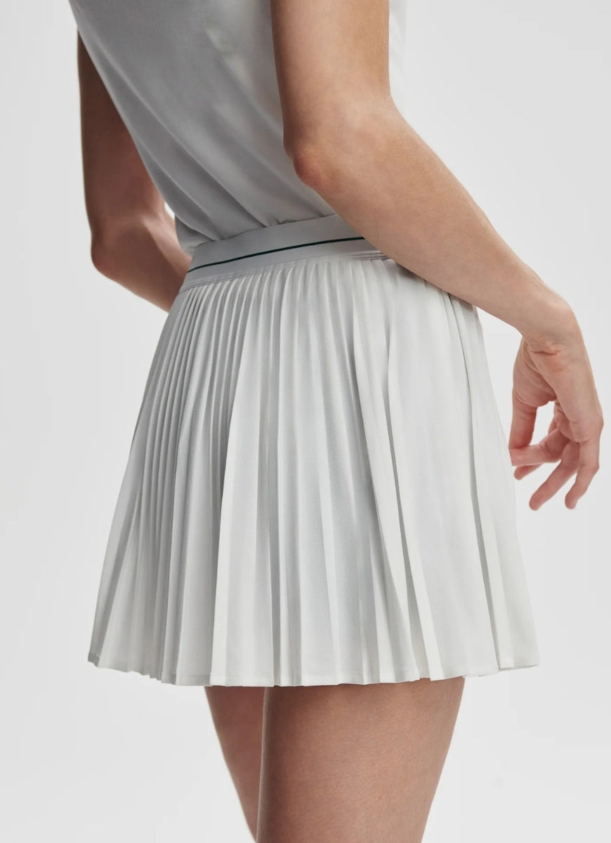 Varley Clemency Mid Rise Skort 13.5” in White/Forest Back View