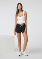 vuori Clementine 4” Women's Short 2.0 in Black Full Length Front View