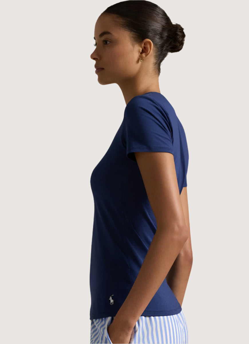 Polo Ralph Lauren Club Cotton Logo T-Shirt in Navy Side View