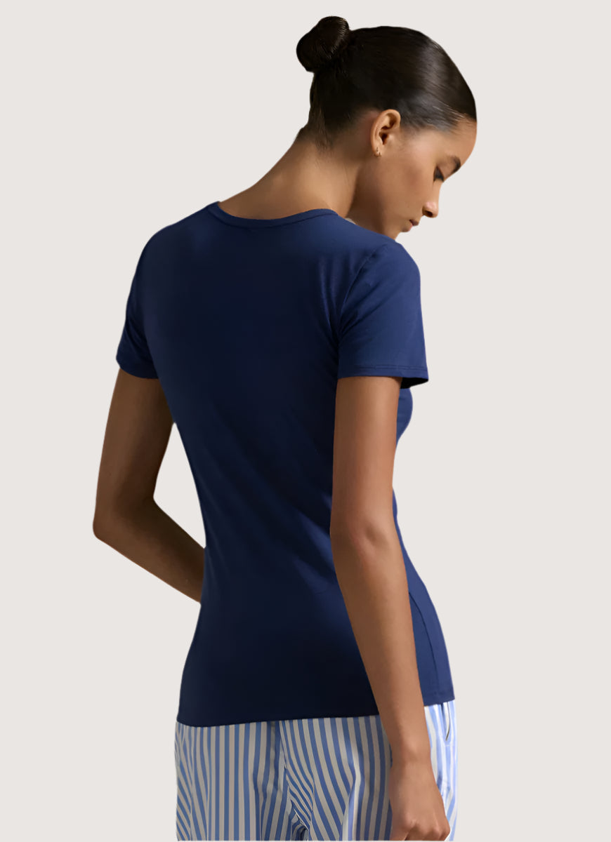 Polo Ralph Lauren Club Cotton Logo T-Shirt in Navy Back View