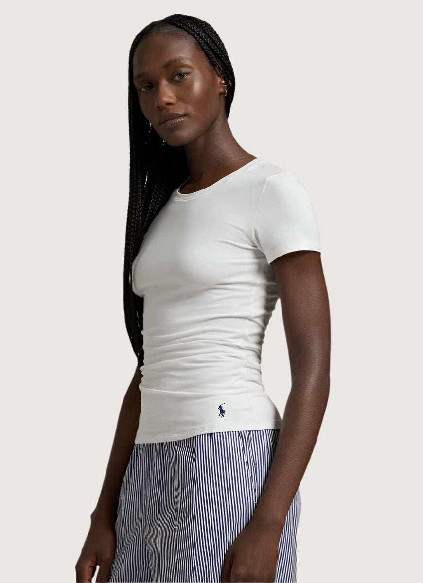 Polo Ralph Lauren Club Cotton Logo T-Shirt in White Side View