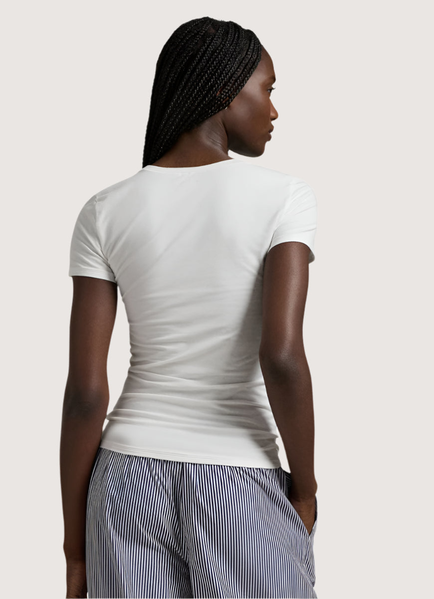 Polo Ralph Lauren Club Cotton Logo T-Shirt in White Back View