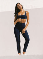LSPACE Contender Legging in Midnight Blue Front View