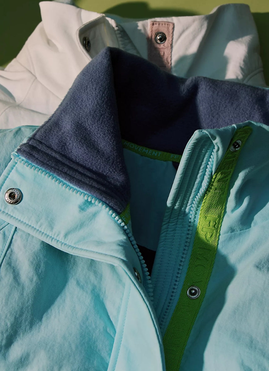 Free People Field Tripper Jacket in Cool Down Combo Close Up View of Collar