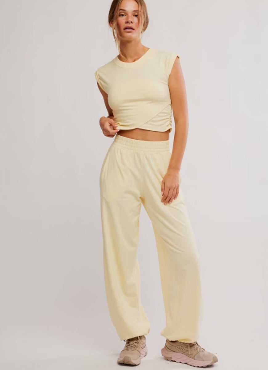 Free People Hot Shot Crossover Set in Sunlit Yellow Full Length Front View
