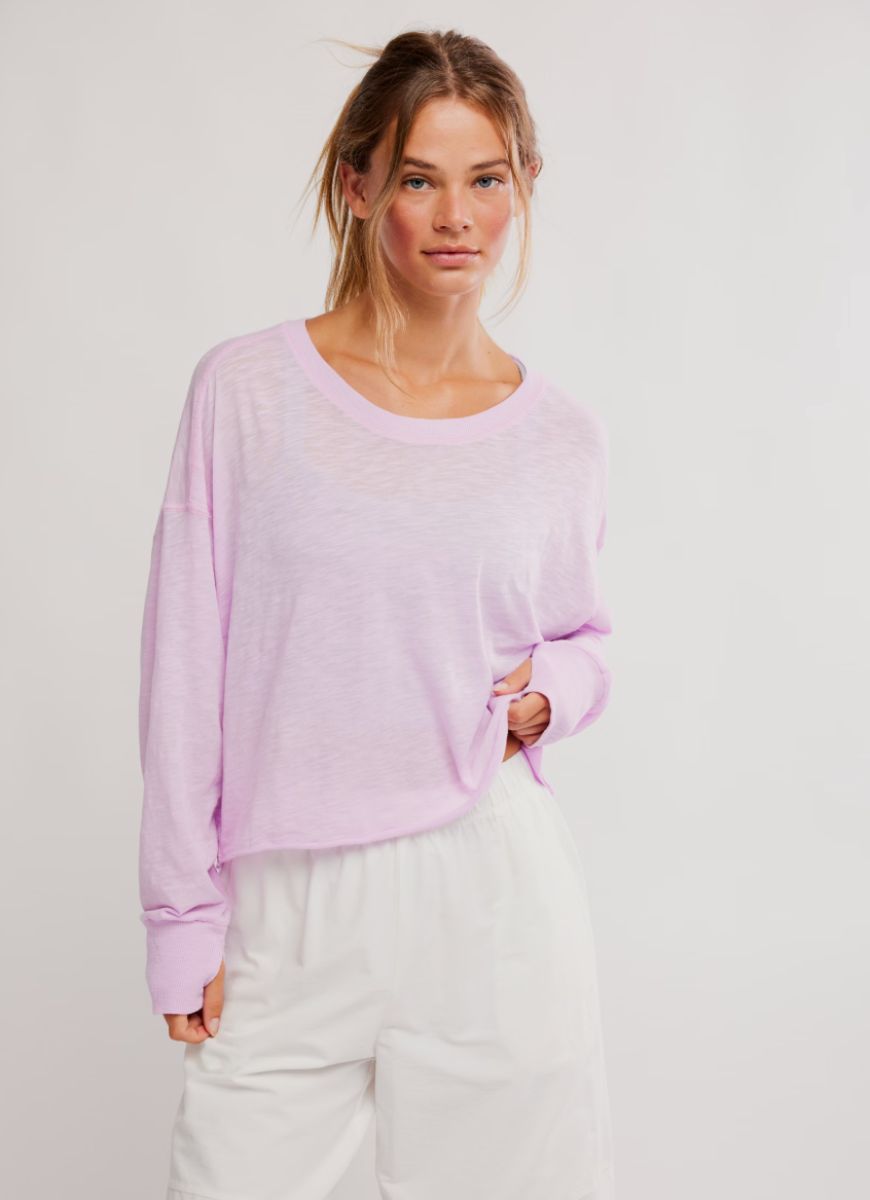 Free People My Time Layer Tee in Ultra Violet Front View