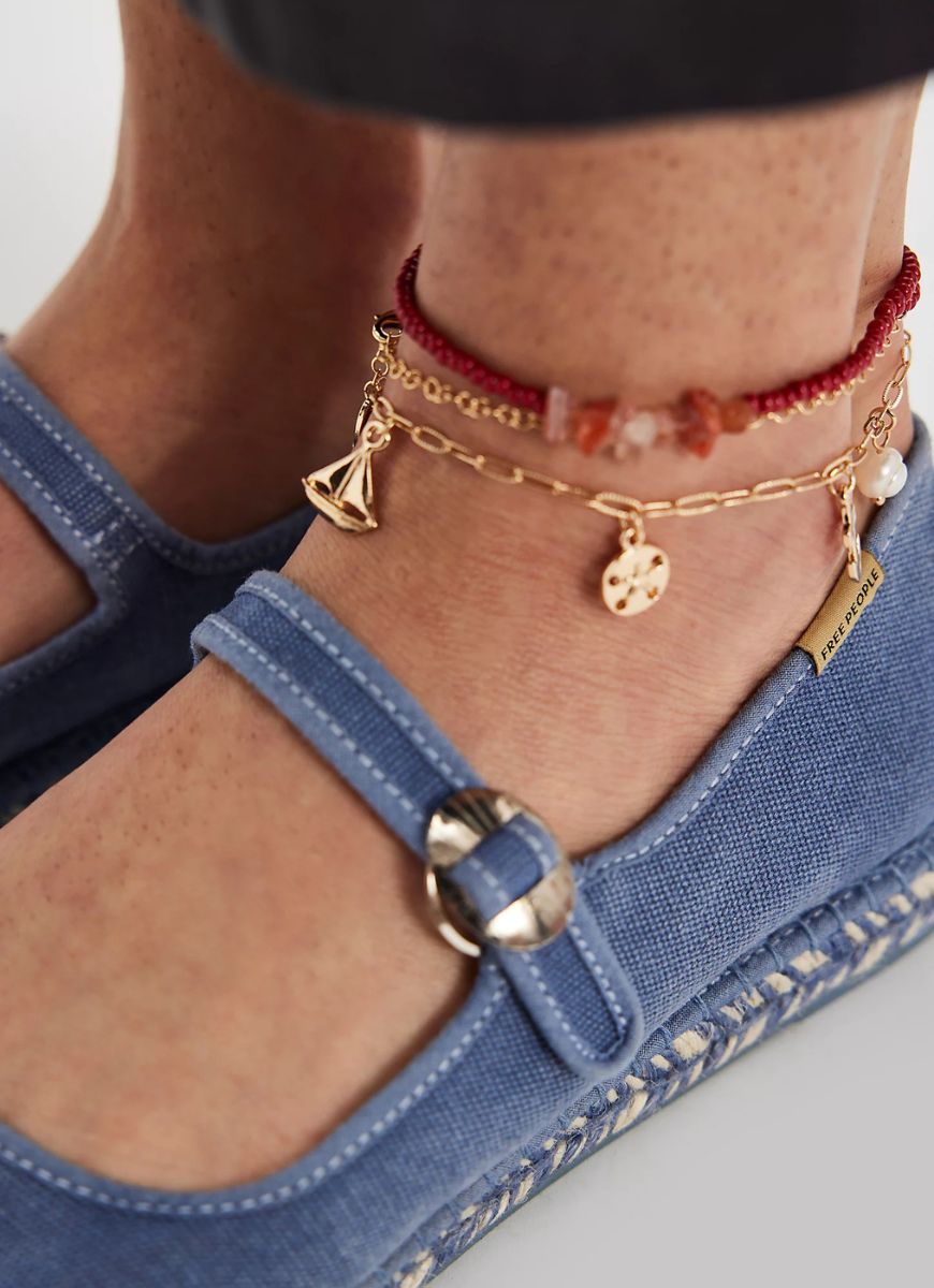Free People Oasis Mary Jane Espadrilles in Washed Nautical Blue Close Up View of Buckle