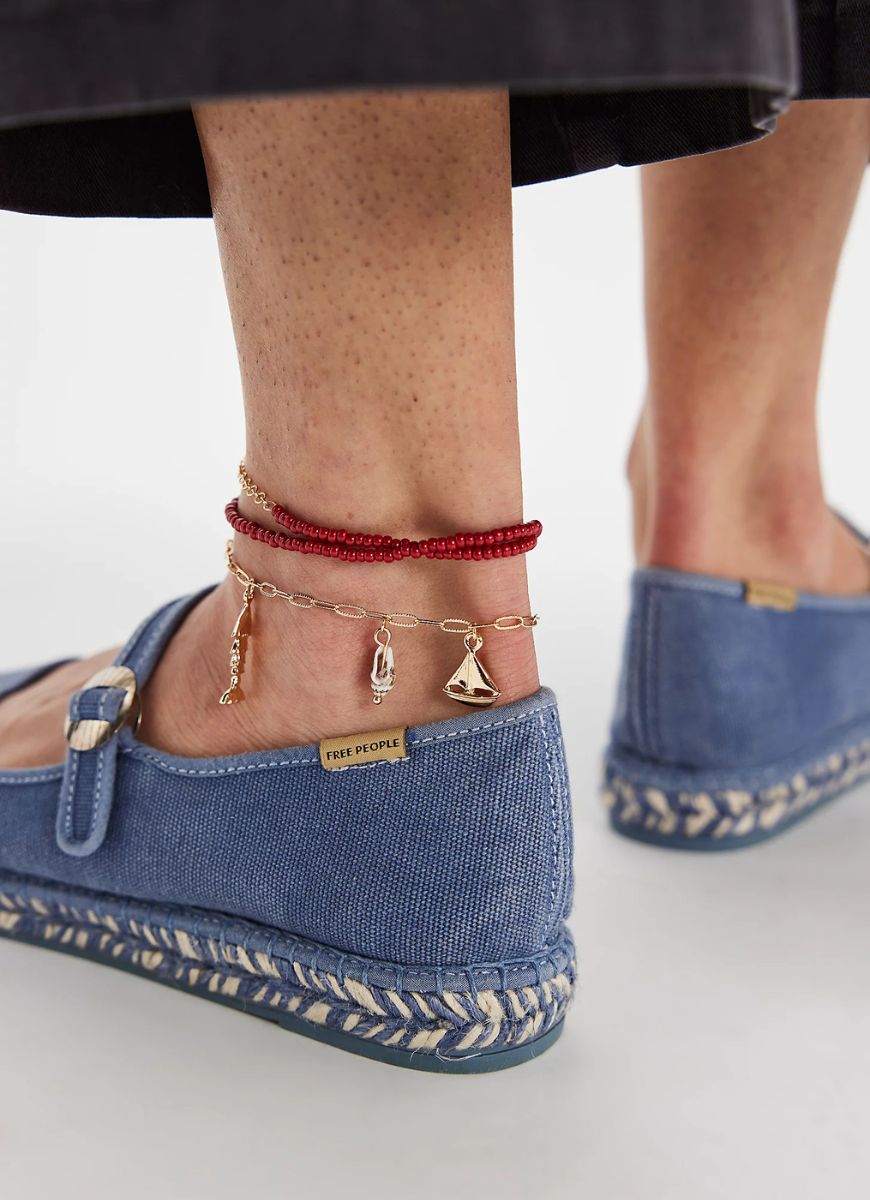 Free People Oasis Mary Jane Espadrilles in Washed Nautical Blue Back View