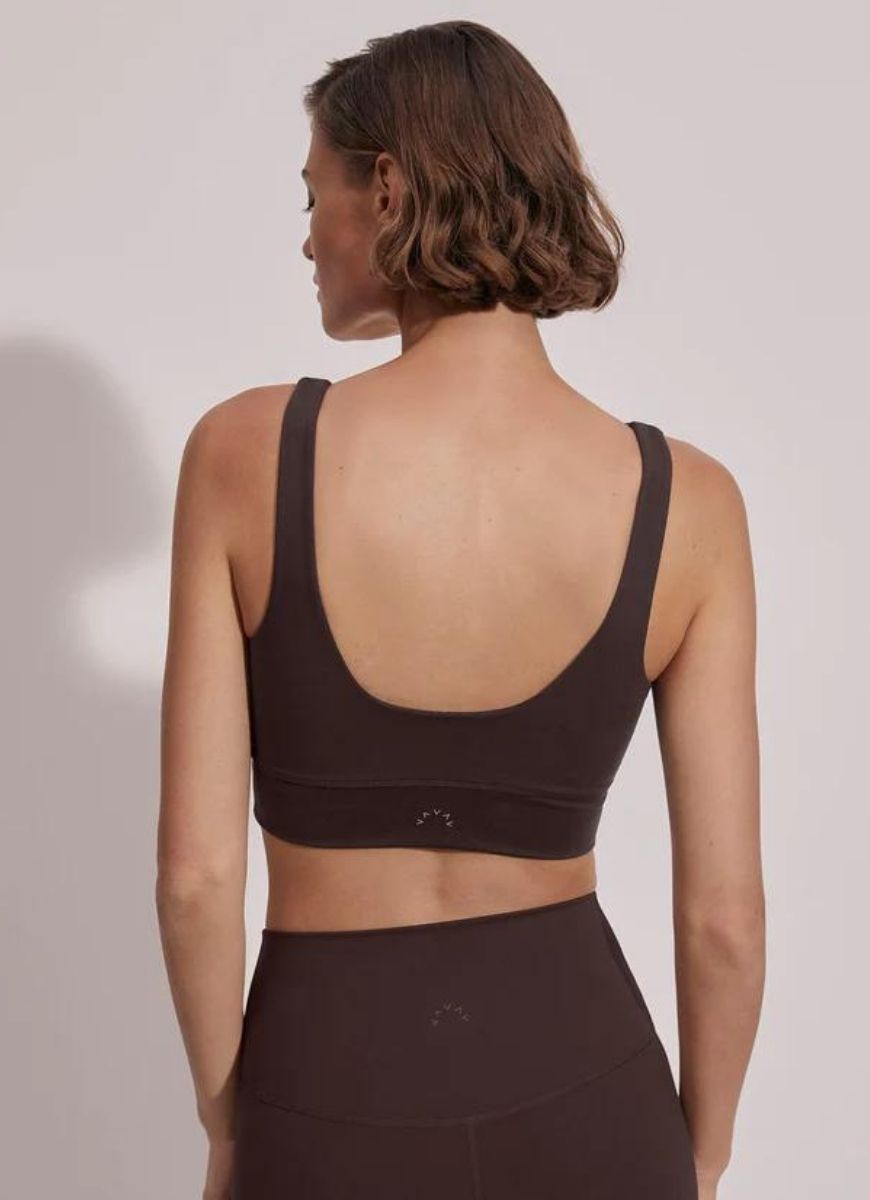 Varley FreeSoft Cori Sports Bra in Coffee Bean Back View