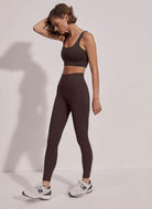 Varley FreeSoft Cori Sports Bra in Coffee Bean Full Side View