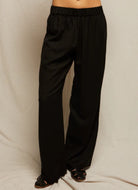 perfectwhitetee Georgette Woven Linen Pant in Black