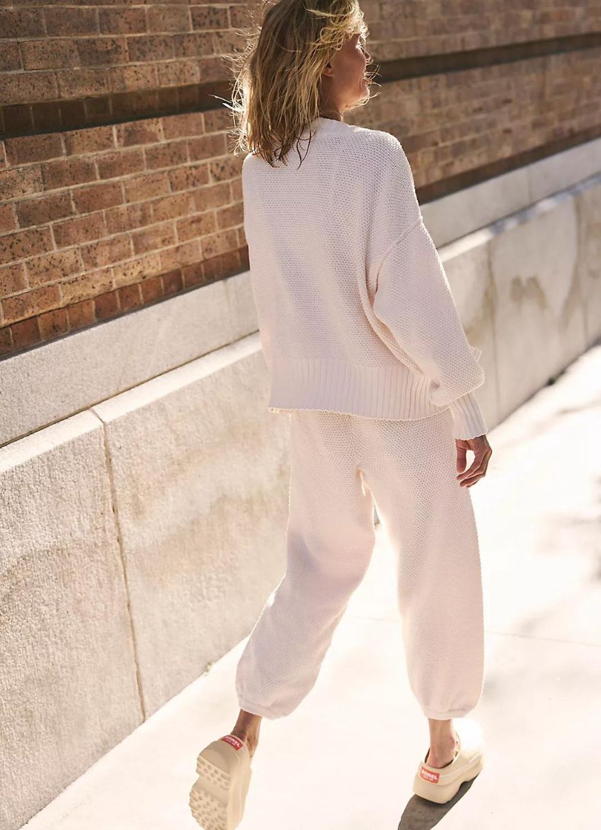Free People Hailee Cardi Set in Powder Sand Back View