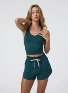 Vuori Halo Performance Crop Tank 2.0 in Moss Heather