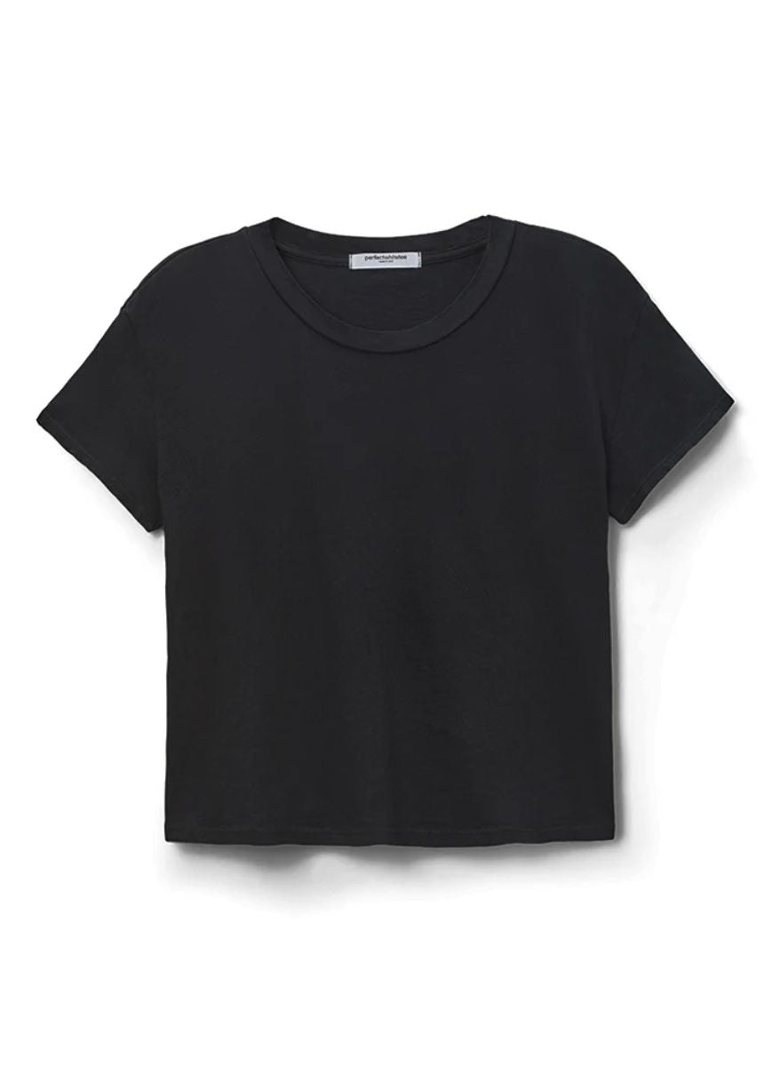 perfectwhitetee Harley Crew Tee in Black Product Shot View