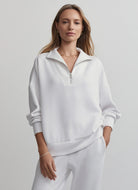 Varley Hawley Half Zip Sweat in White