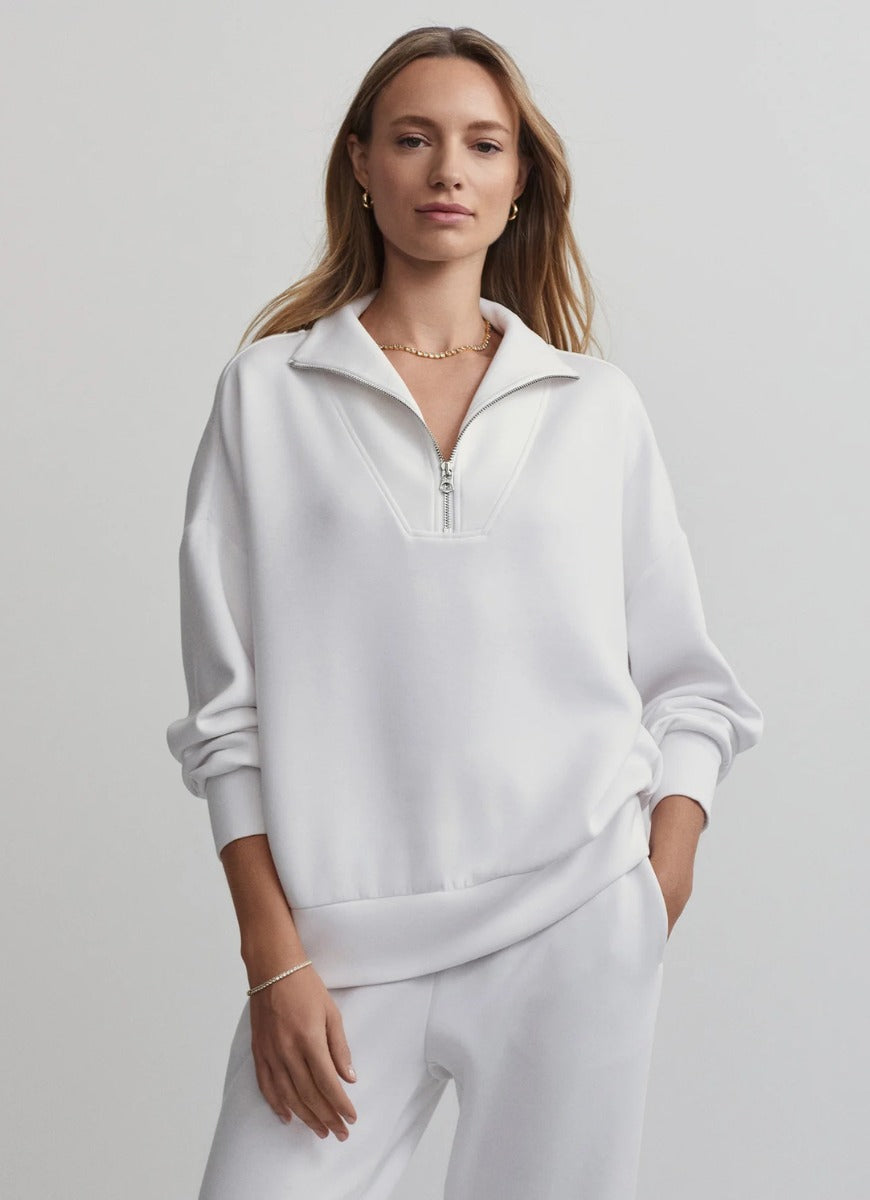 Varley Hawley Half Zip Sweat in White
