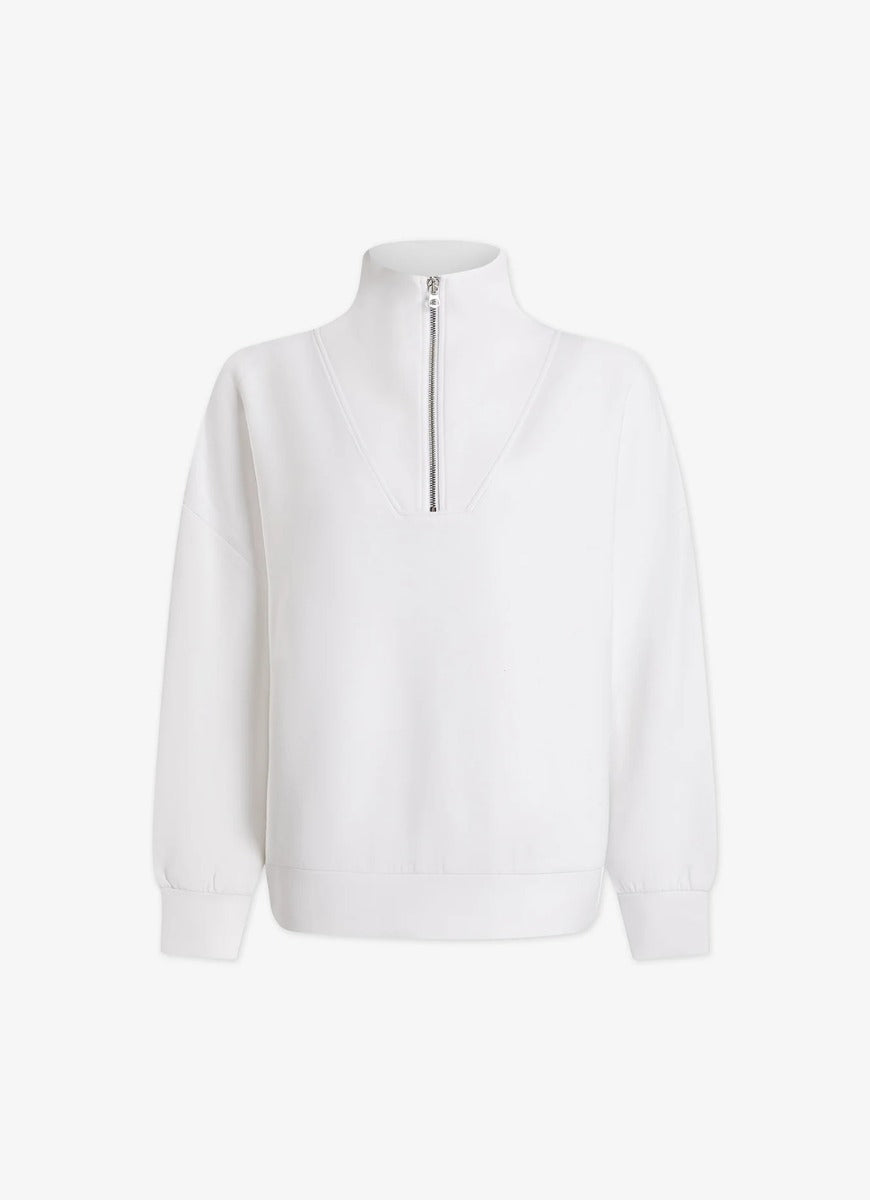 Varley Hawley Half Zip Sweat in White Product Shot View