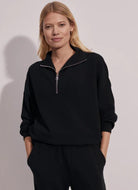 Varley Hawley Half Zip Sweat in Black
