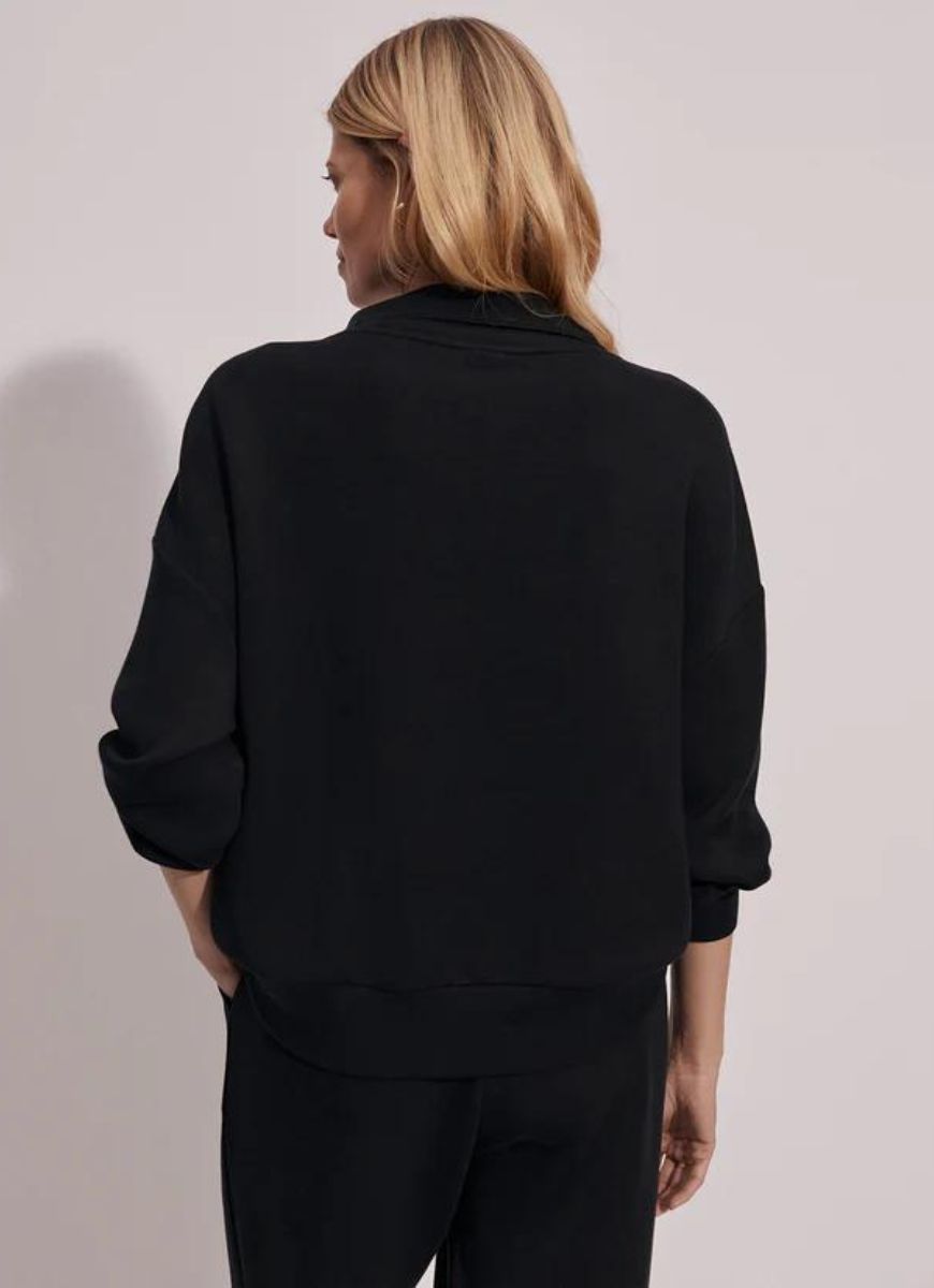Varley Hawley Half Zip Sweat in Black Back View