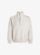 Varley Hawley Half Zip Sweat in Ivory Marl Product Shot Front View