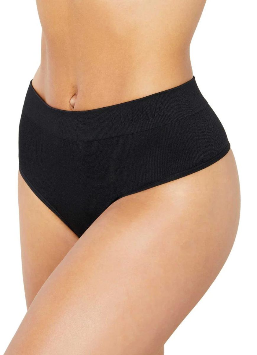 LDMA High Sculpt Workout Thong Rib in Black Side View