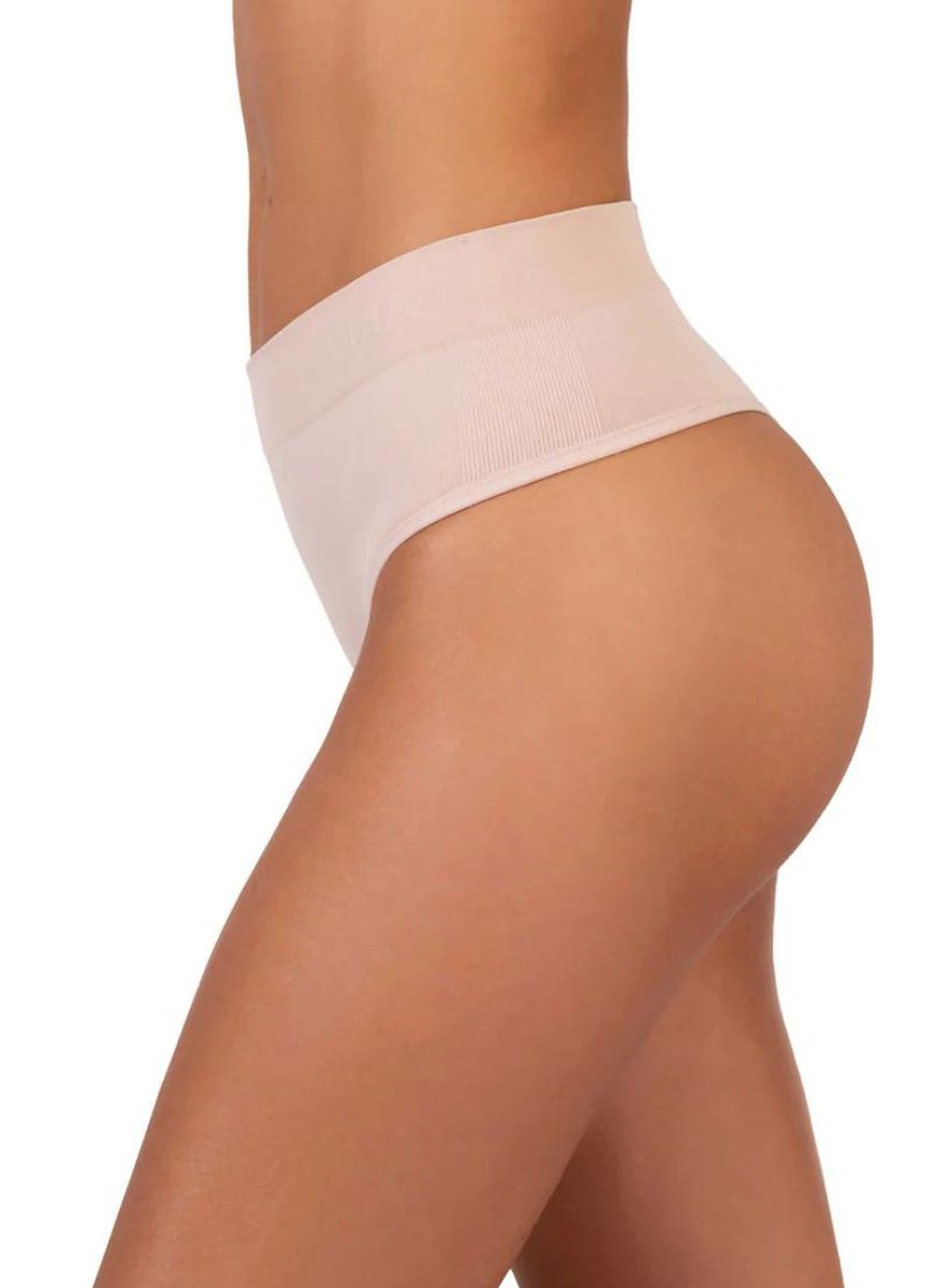 LDMA High Sculpt Workout Thong in Sand Side View