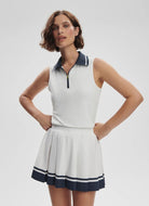 Varley Jerry Performance Tank Top in White/Blue Nights