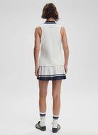 Varley Jerry Performance Tank Top in White/Blue Nights Full Length Back View
