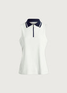 Varley Jerry Performance Tank Top in White/Blue Nights Product Shot View