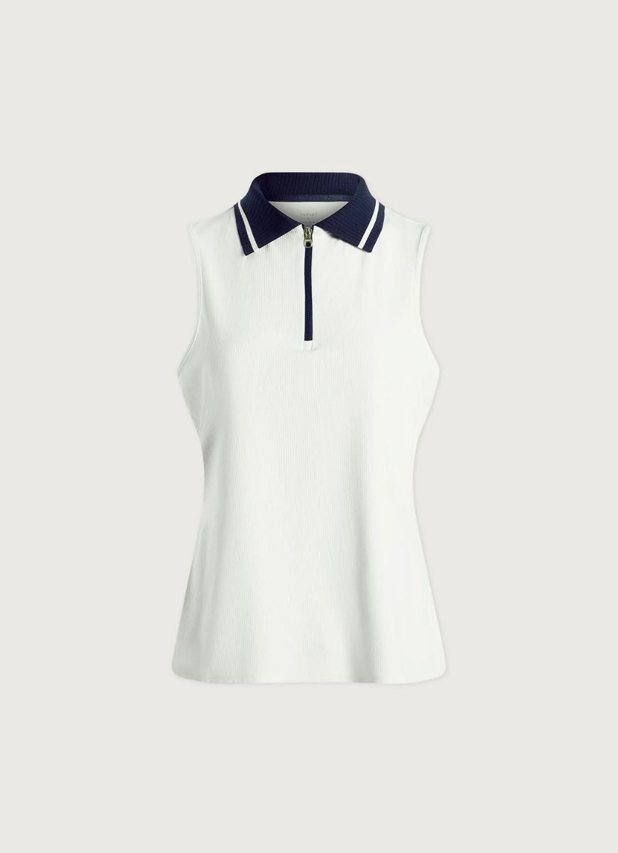 Varley Jerry Performance Tank Top in White/Blue Nights Product Shot View