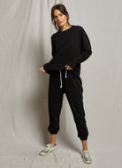 perfectwhitetee Johnny French Terry Sweatpant in Black Full Length Front View