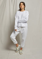 perfectwhitetee Johnny French Terry Sweatpant in White Full Length Front View