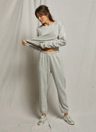 Perfect White Tee Johnny French Terry Women's Sweatpant in Grey Full Length Front View
