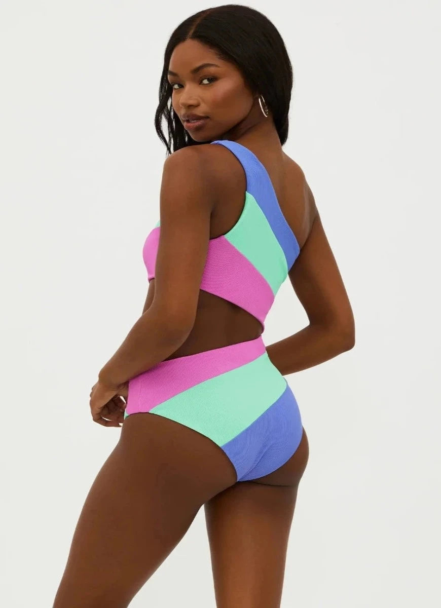 Beach Riot Joyce One Piece Swimsuit in High Tide Colorblock Back View