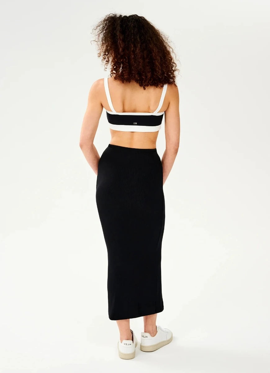 Splits59 Kiki Rib Maxi Skirt in Black Full Back View