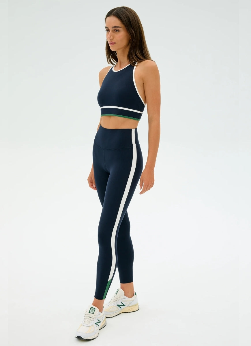 Splits59 Layla Airweight Sports Bra in Indigo/White Full Length Side View