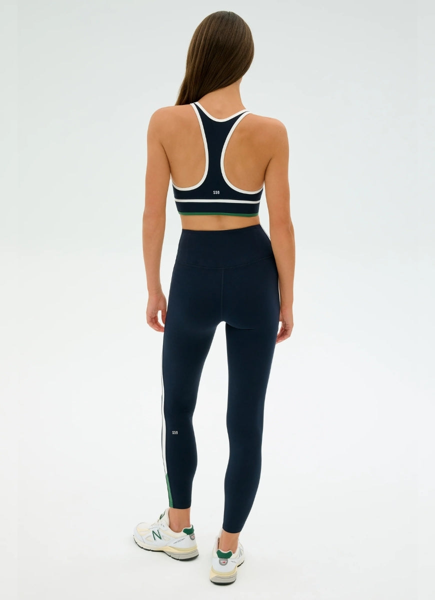 Splits59 Layla Airweight Sports Bra in Indigo/White Full Length Back View