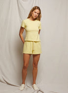 perfectwhitetee Layla French Terry Sweatshort in Banana Full Length Front View