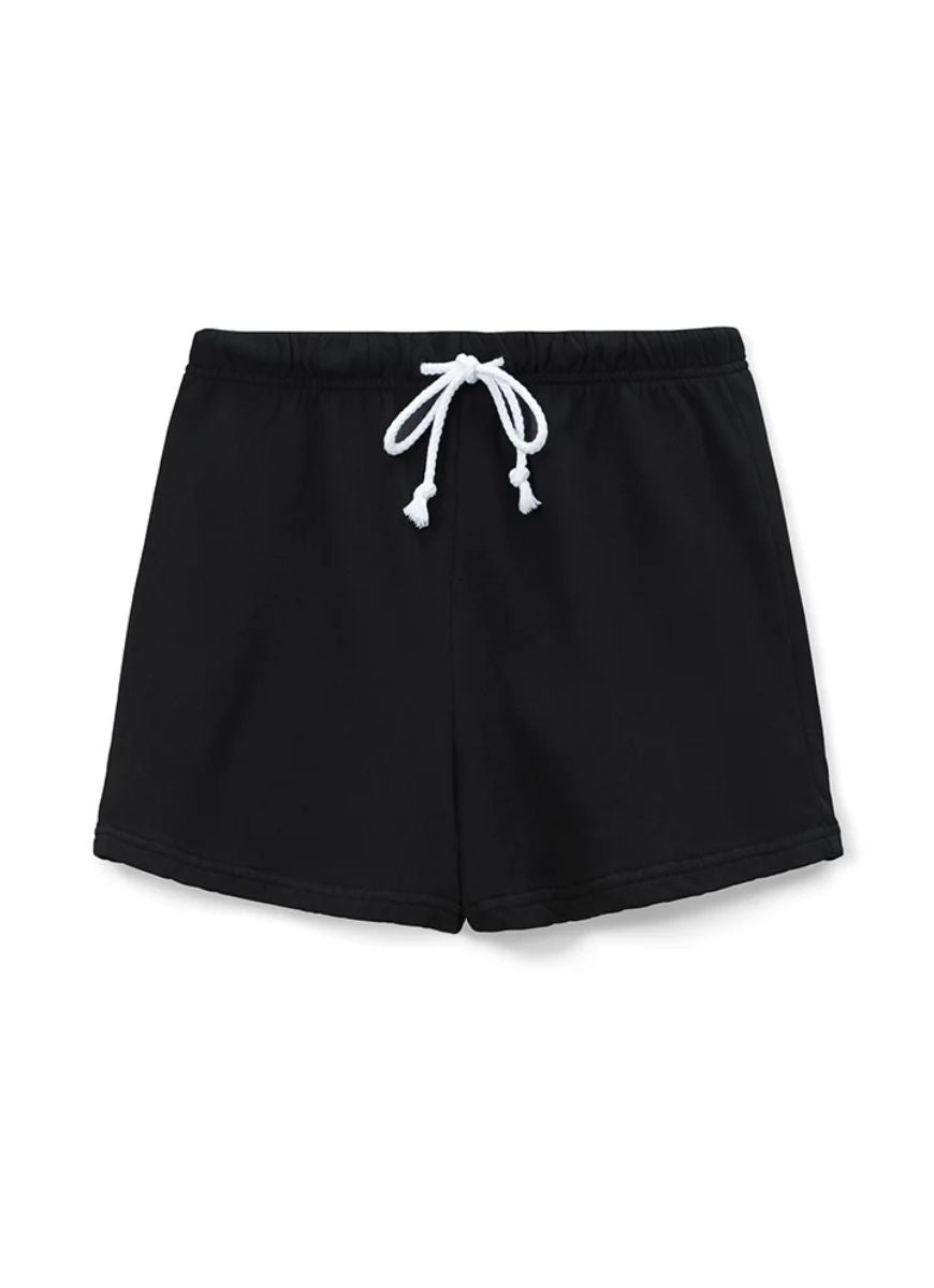 perfectwhitetee Layla French Terry Sweatshort in Black Product Shot View